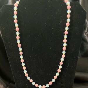 Pink and Blue Beaded Necklace